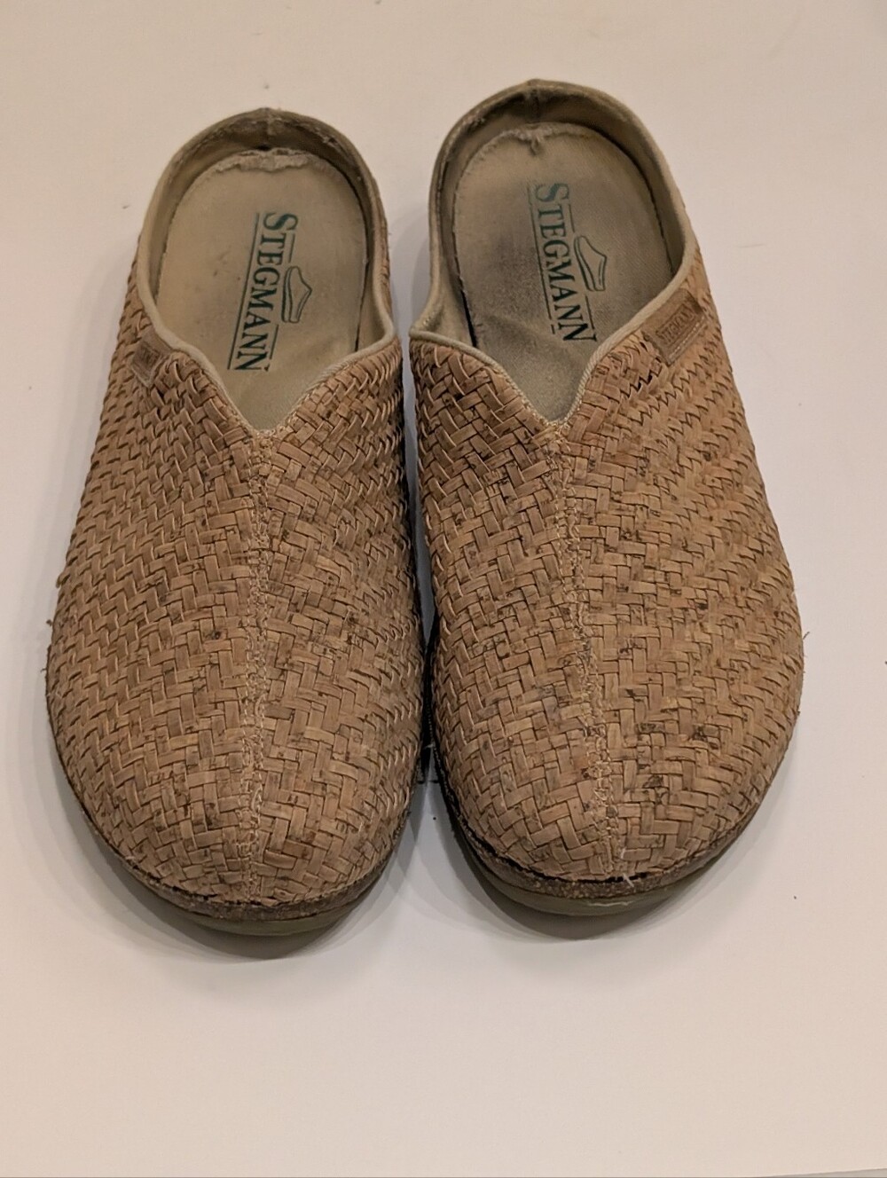 Stegmann Women's 9 Maria Woven Cork Tan Mule Clogs Shoes Made In Portugal